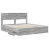 vidaXL Bed Frame with Drawer Grey Sonoma 200 x 200 cm Engineer Wood