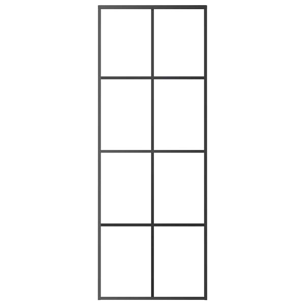 vidaXL Sliding Door Black 76x205 cm ESG Glass and Aluminium
