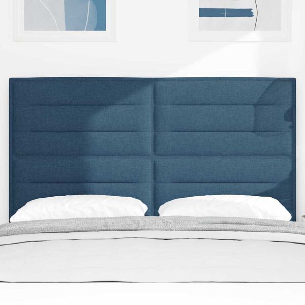 vidaXL LED Headboard with LED Strip Lights Manual Blue 160 cm Fabric