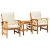 vidaXL Garden Sofa Set with Cushion 3 pcs Brown Solid acacia wood