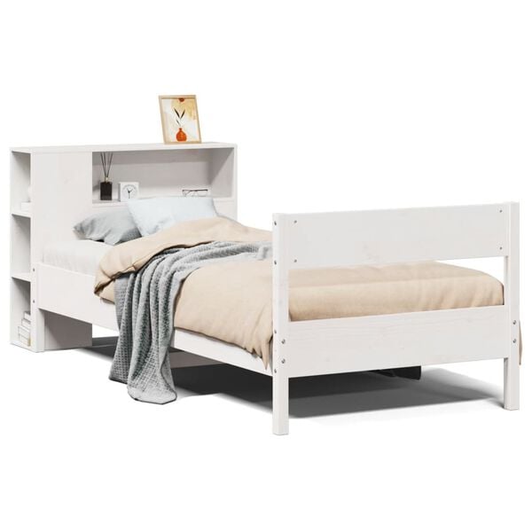 vidaXL Bookcase Bed without Mattress White 90x190 cm Single Solid Wood Pine