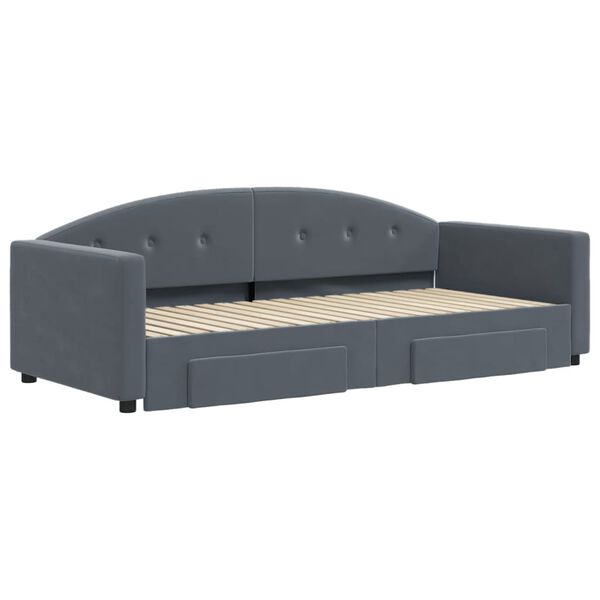 vidaXL Daybed with Trundle&Drawers without Mattress Dark Grey 90x190 cm Single