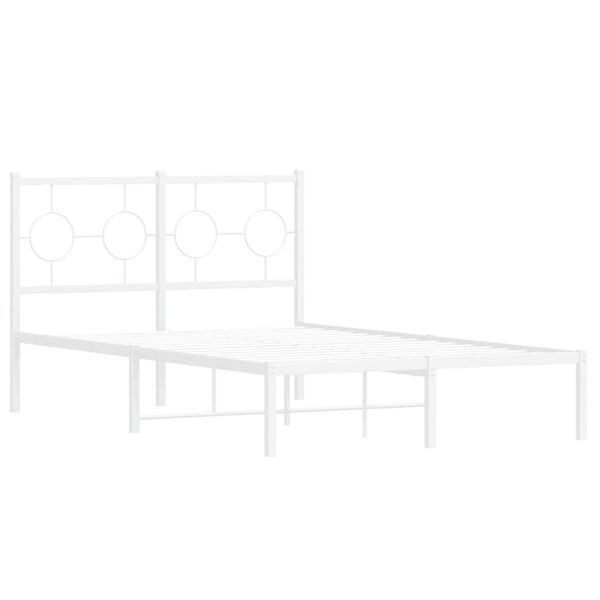 vidaXL Metal Bed Frame without Mattress with Headboard White 120x190cm