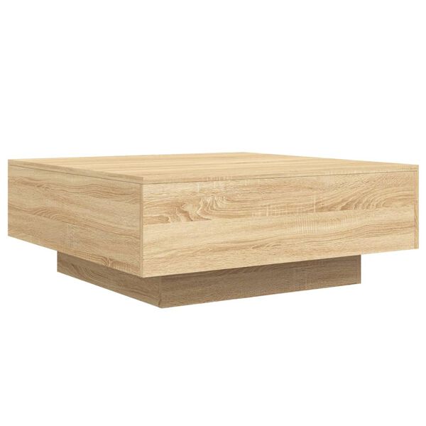 vidaXL Coffee Table with LED Lights Sonoma Oak 80x80x31 cm