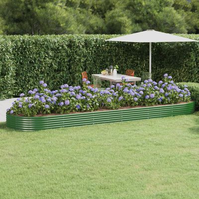 vidaXL Garden Raised Bed Powder-coated Steel 523x140x36 cm Green