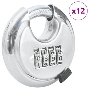 vidaXL Discus Locks with Keys 12 pcs Silver 7 x 2.3 x 7 cm