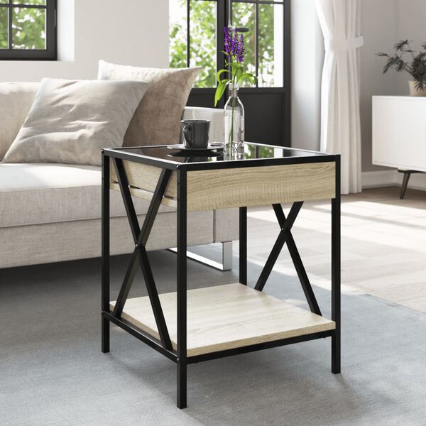 vidaXL Coffee Table with Infinity LED Sonoma Oak 40x40x49 cm