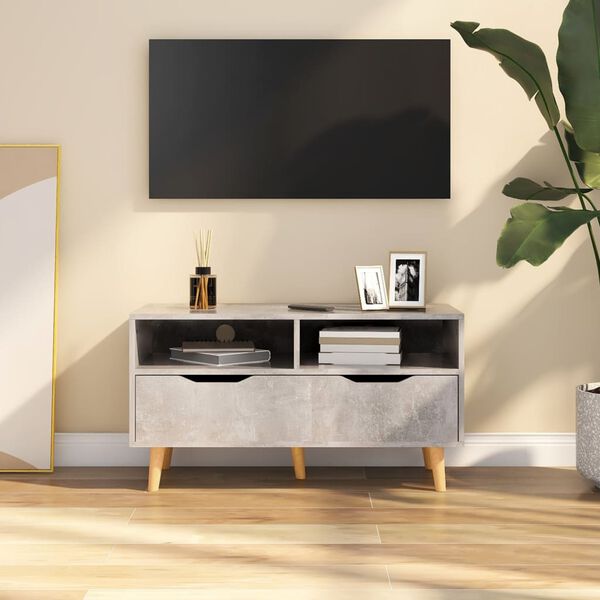 vidaXL TV Cabinet Concrete Grey 90x40x48.5 cm Engineered Wood