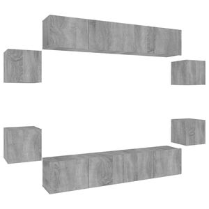 vidaXL 8 Piece TV Cabinet Set Grey Sonoma Engineered Wood