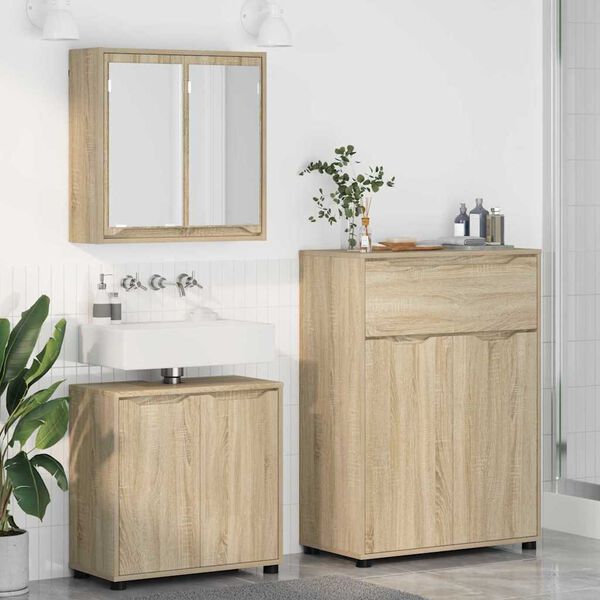 vidaXL Bathroom Furniture Set Manual 3 pcs Sonoma Oak Engineered Wood