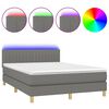 vidaXL Box Spring Bed with Mattress&LED Dark Grey 140x190cm Fabric