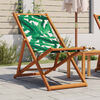 vidaXL Folding Beach Chair Leaf Pattern Solid Wood Eucalyptus and Fabric