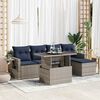vidaXL 6 Piece Garden Sofa Set with Cushions Grey Poly Rattan Acacia
