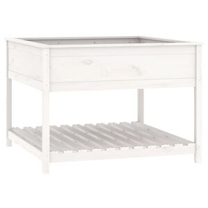 vidaXL Planter with Shelf White 111.5x111.5x81 cm Solid Wood Pine