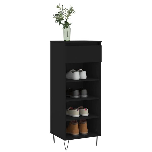 vidaXL Shoe Cabinet Black 40x36x105 cm Engineered Wood
