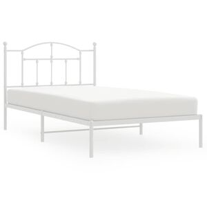 vidaXL Metal Bed Frame without Mattress with Headboard White 100x200cm