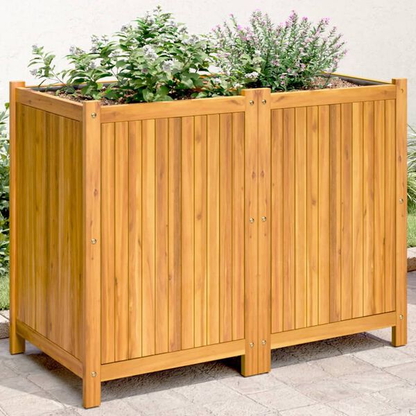 vidaXL Garden Planter with Liner 100x50x75 cm Solid Wood Acacia