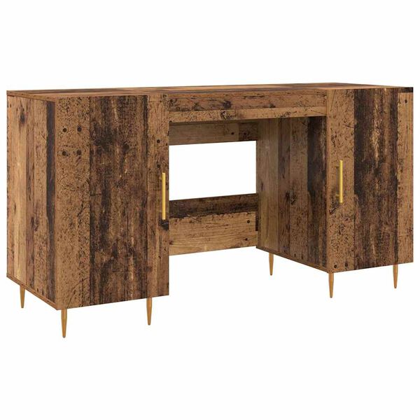 vidaXL Desk with Shelf Old wood 140 x 50 x 75 cm Engineered wood