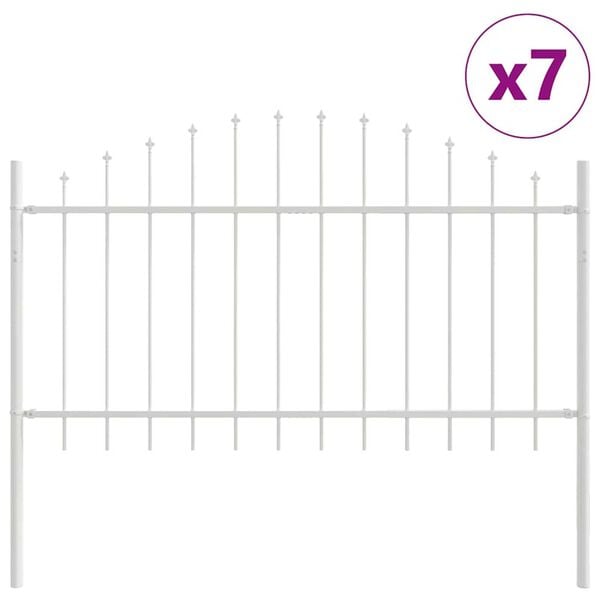 vidaXL Garden Fence 7 pcs White 170 x 140 cm Powder-Coated Steel