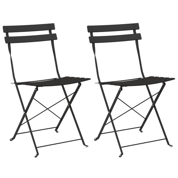 vidaXL Garden Folding Chair 2 pcs Anthracite 42 x 46 x 82cm Steel