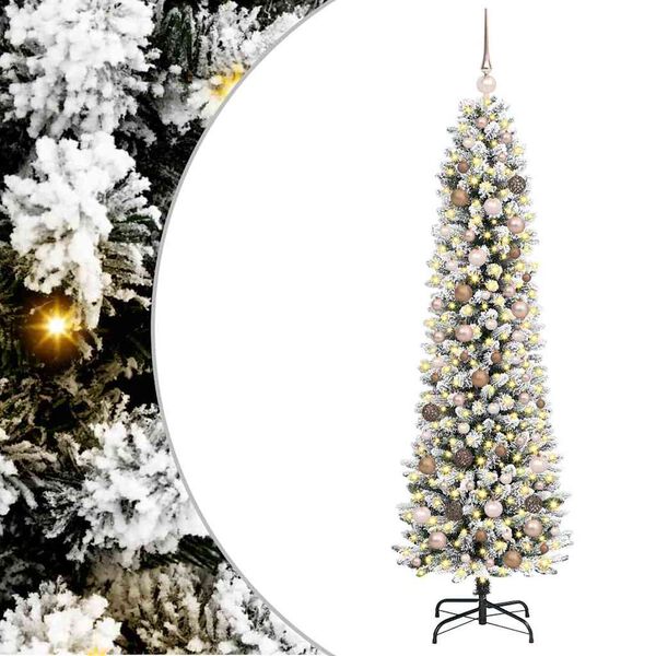 vidaXL Artificial Christmas Tree with 300 LEDs with Stand White 210 cm