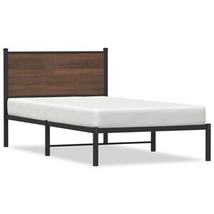 vidaXL Metal Bed Frame without Mattress Brown Oak 100x200 cm