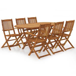 vidaXL 7 Piece Folding Outdoor Dining Set Solid Acacia Wood