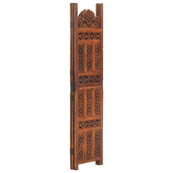 vidaXL Hand carved 3-Panel Room Divider Brown 120x165 cm Solid Mango Wood
