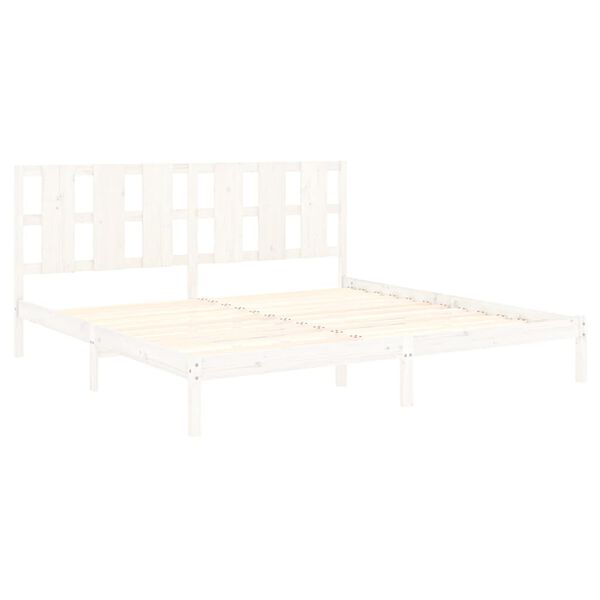 vidaXL Bed Frame without Mattress White 180x200 cm Super King Solid Wood