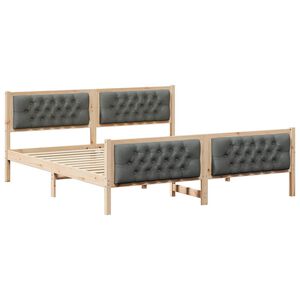 vidaXL Bed Frame with Headboard Dark Grey 180 x 200 cm Solid Pine Wood