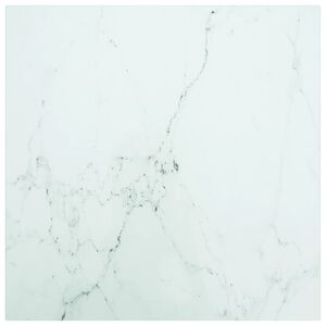 vidaXL Table Top White 40x40 cm 6 mm Tempered Glass with Marble Design