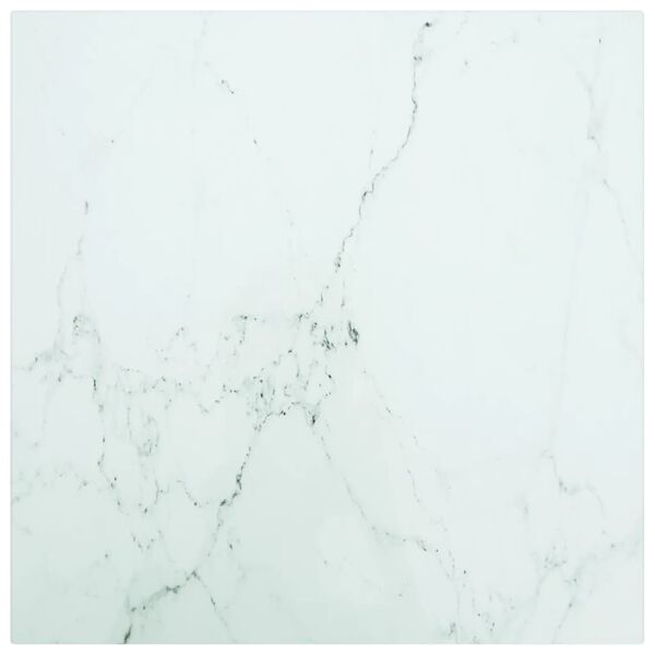 vidaXL Table Top White 40x40 cm 6 mm Tempered Glass with Marble Design
