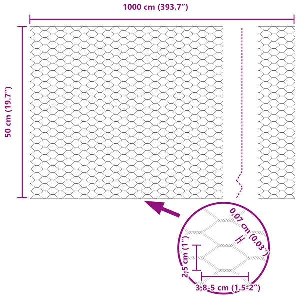 vidaXL Hexagon Fence Green 0.5 x 10 m Steel