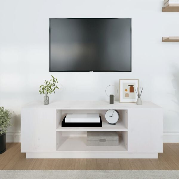 vidaXL TV Cabinet White 110x35x40.5 cm Solid Wood Pine