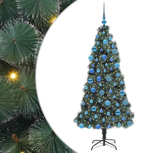 vidaXL Artificial Pre-lit Christmas Tree with Ball Set Green 180 cm