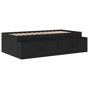 vidaXL Bed Frame with Drawer Black Oak 70 x 190 cm Engineered Wood