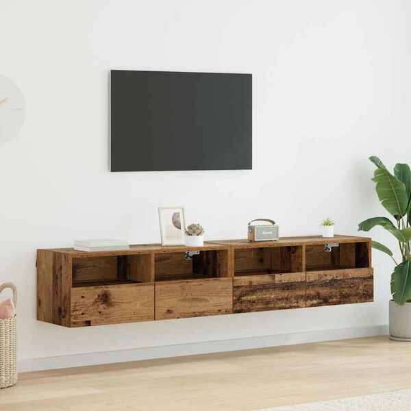 vidaXL TV Wall Cabinets 2 pcs Old Wood 80 x 30 x 30 cm Engineered Wood