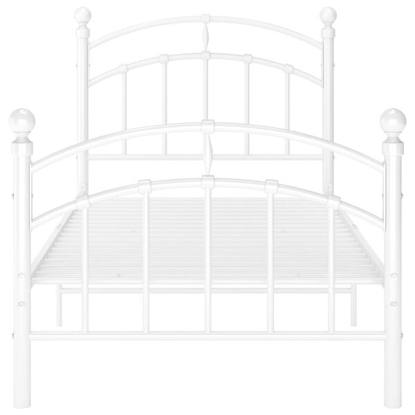 vidaXL Bed Frame without Mattress White Metal 100x200 cm