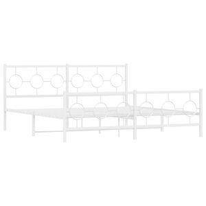vidaXL Metal Bed Frame without Mattress with Footboard White 183x213cm