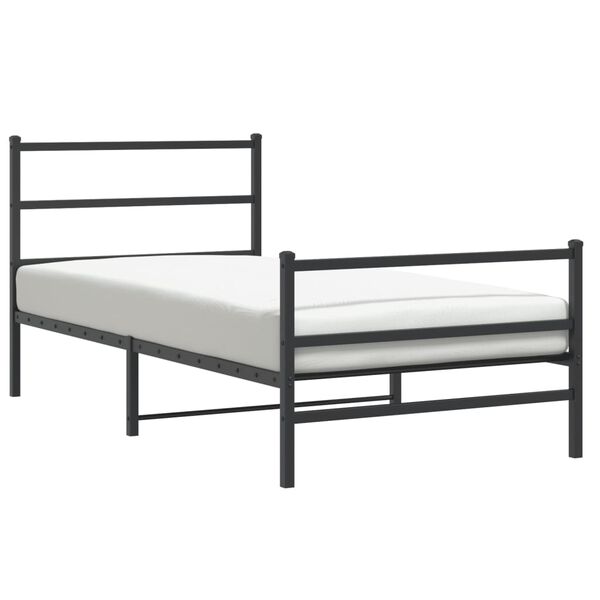 vidaXL Metal Bed Frame without Mattress with Footboard Black 107x203cm