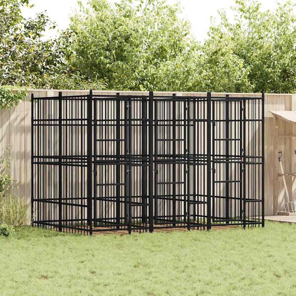 vidaXL Outdoor Dog Kennel Steel 7.37 m&sup2;