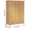 vidaXL 3-Door Wardrobe Hill 127x50x170 cm Solid Pine Wood