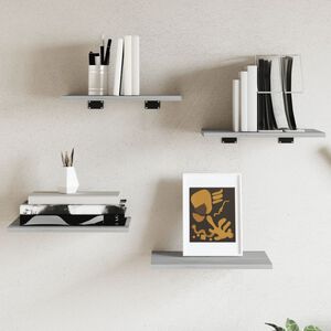 vidaXL Wall Shelves 4 pcs Grey Sonoma 40x30x1,5 cm Engineered Wood