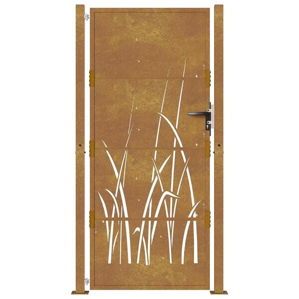 vidaXL Garden Gate 100x200 cm Corten Steel Grass Design