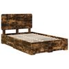 vidaXL Bed Frame with Drawer Smoked Oak 135 x 190 cm Engineered Wood