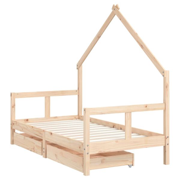 vidaXL Kids Bed Frame with Drawers 80x160 cm Solid Wood Pine