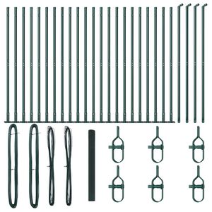 vidaXL Fence Post Green 50 x 1.4 m (16 x 16 mm mesh) Steel and PVC