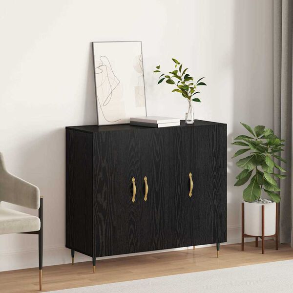 vidaXL Sideboard Black Oak 90 x 34 x 80 cm Engineered Wood