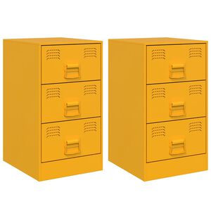 vidaXL Bedside Cabinets 2 pcs Mustard Yellow 34,5x39x62 cm Steel
