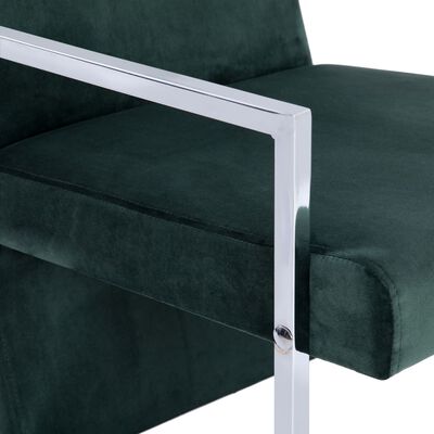 vidaXL Armchair with Chrome Feet Dark Green Velvet